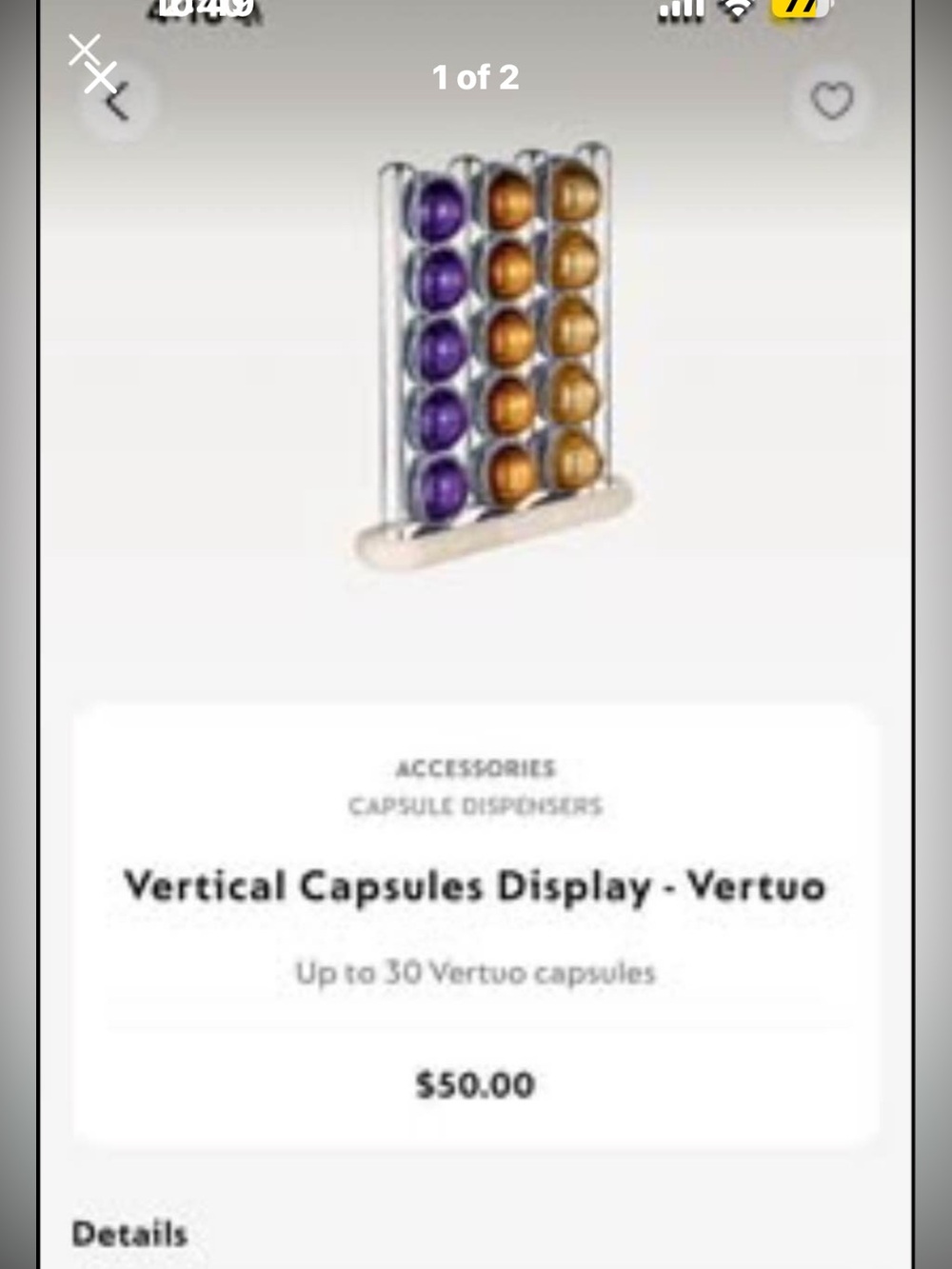 Nespresso Vertical Capsule Display -